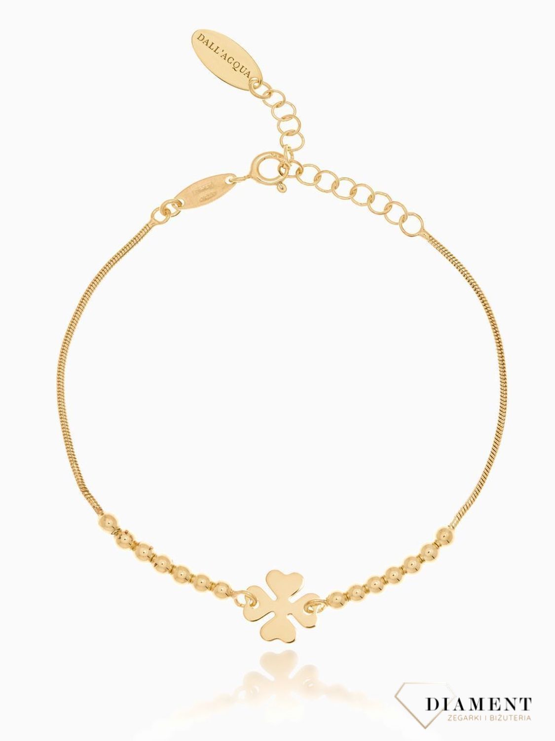 Bransoletka srebrna pozł. koniczynka z kuleczkami Dall'Acqua B RM 21419 046.jpg